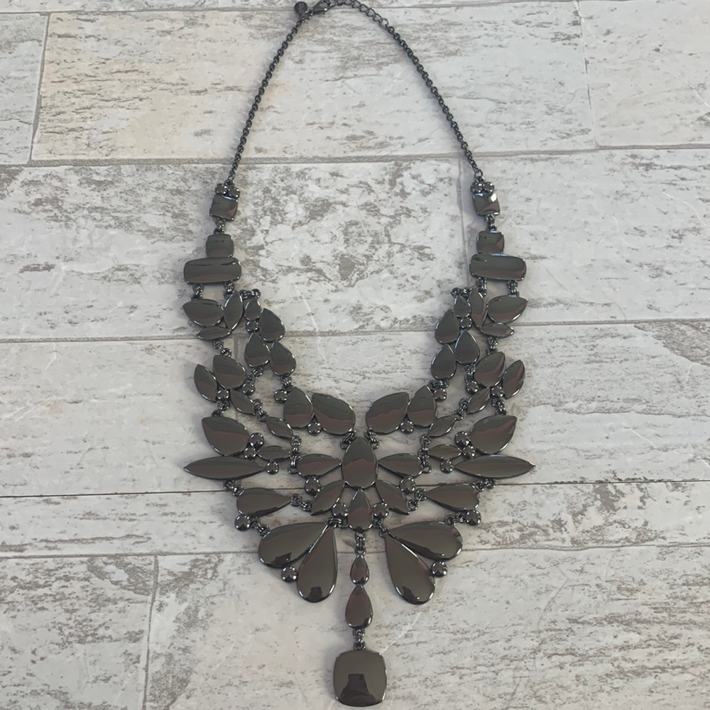 Express Gunmetal Statement Bib Necklace